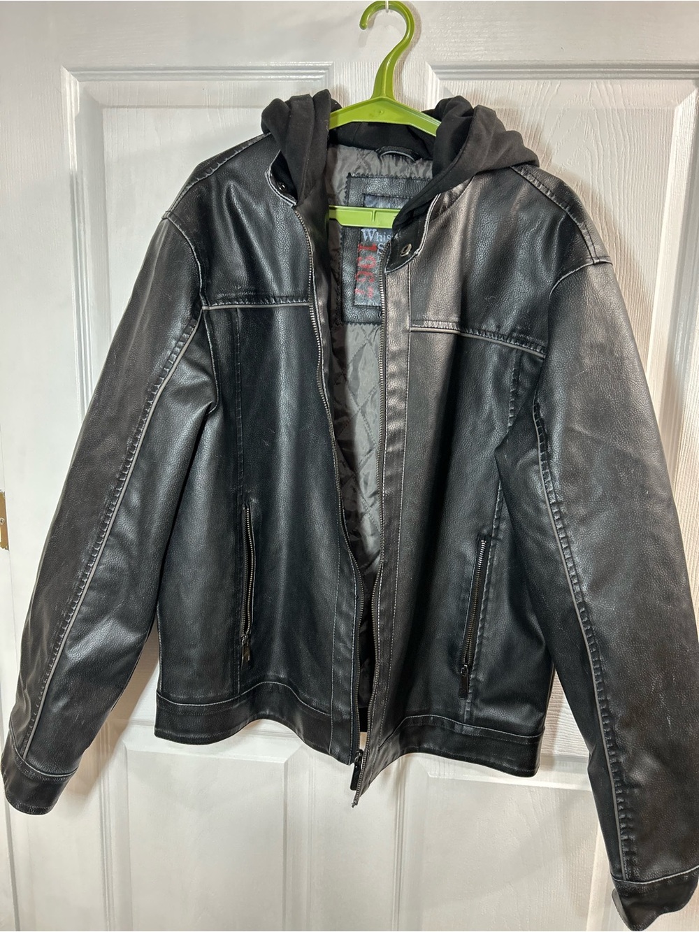 Whispering Smith 1967 Faux Leather Hooded Biker Jacket L